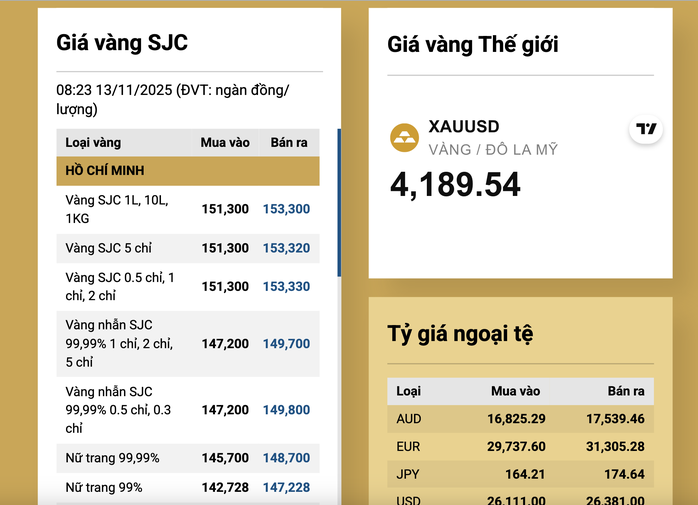 Sáng 13-11, giá vàng miếng SJC, vàng nhẫn tăng rất mạnh - 2