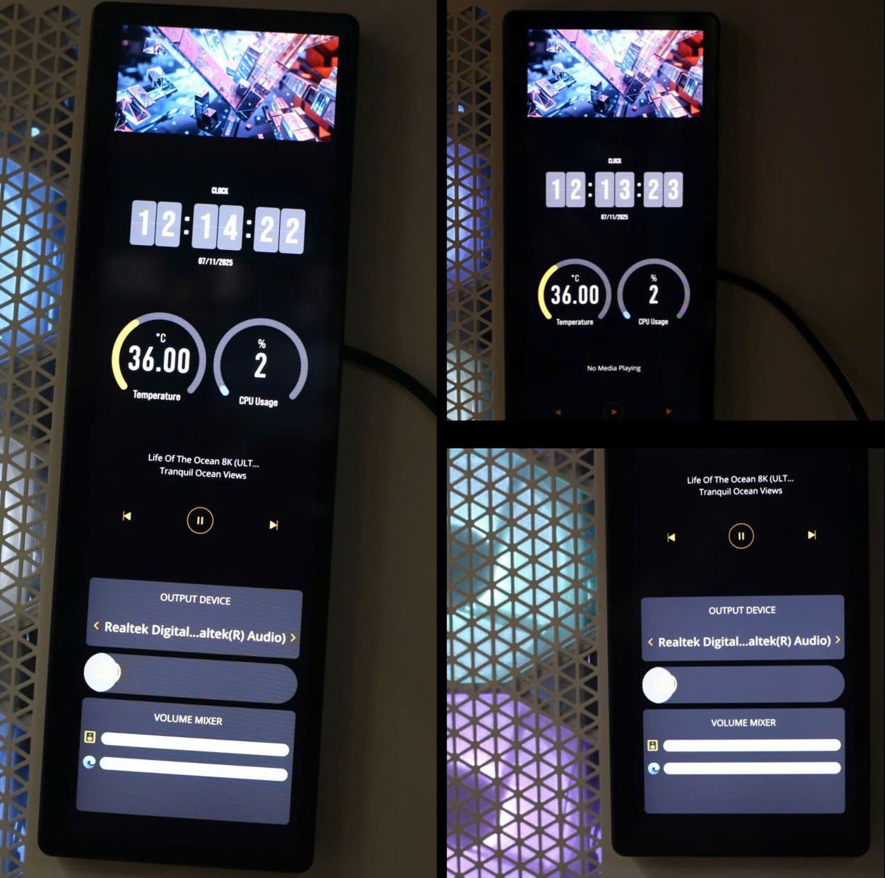 Thực tế lắp đặt bên hông vỏ PC.