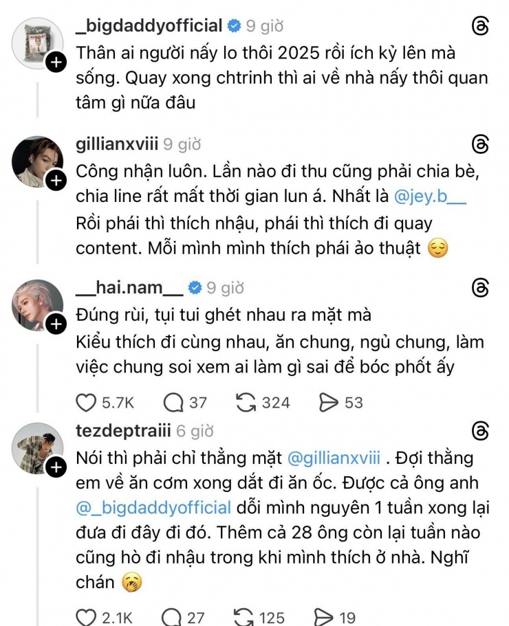 Các Anh trai lần lượt bình luận dưới bài đăng của anti-fan.