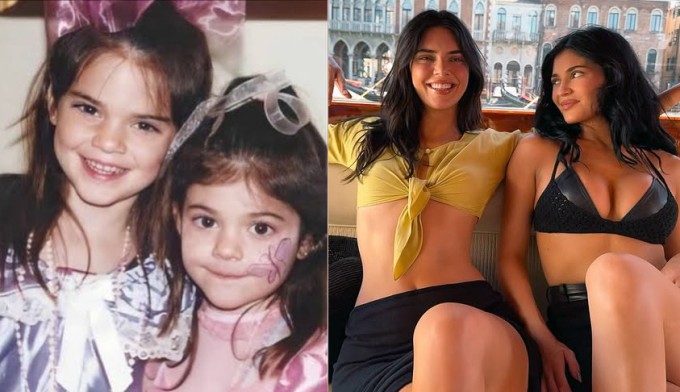 Hai chị em Kendall - Kylie kháu khỉnh thuở mẫu giáo và hiện tại.