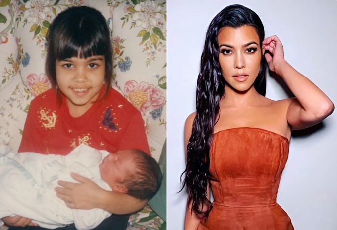 Chị cả Kourtney Kardashian sinh năm 1979, có vóc dáng nhỏ bé nhất nhà. Lúc trưởng thành, cô chỉ cao khoảng 1,52 m, nhưng thân hình cân đối, săn chắc. Kourtney hiện là bà mẹ bốn con và là người chị được các em yêu thương, ngưỡng mộ.
