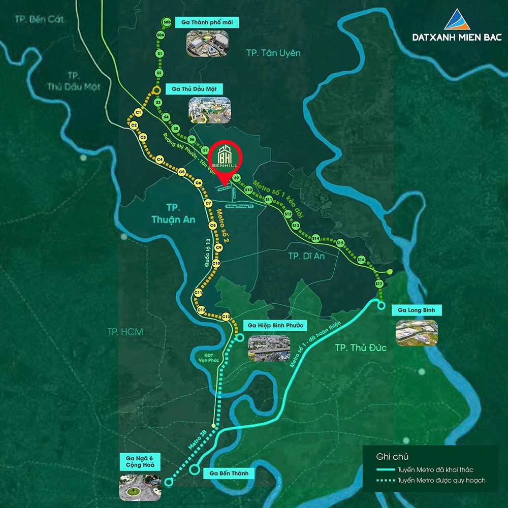 Benhill nằm ở vị trí tâm điểm hạ tầng khu đông bắc TP HCM (Ảnh Đất Xanh Miền Bắc)