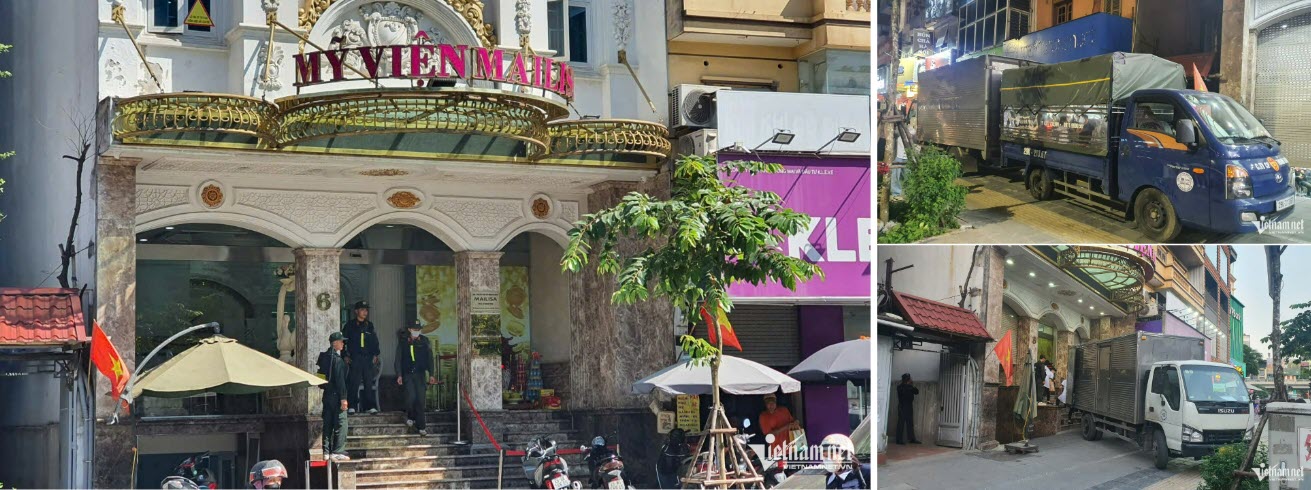 Công an xuất hiện tại thẩm mỹ viện ngày 13/11, sau đó nhiều ô tô đến chở các thùng tài liệu đi.