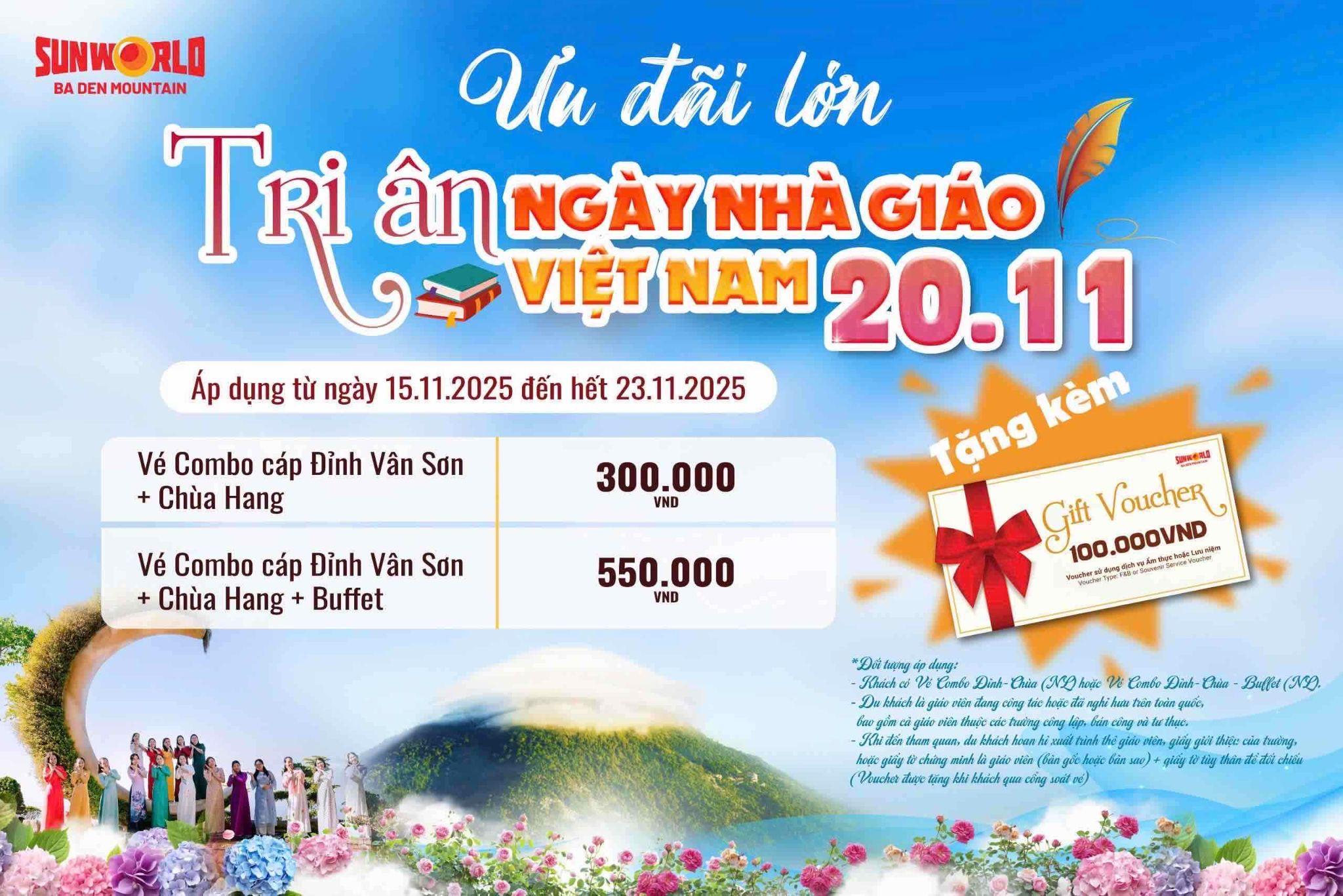 KDL Sun World Ba Den Mountain cũng vẫn liên tục miễn phí vé cáp cho Tăng ni (áp dụng cho khách có chứng nhận Tăng Ni của GHPG hoặc chứng điệp thọ giới) và cho người cao tuổi từ 80 tuổi trở lên.