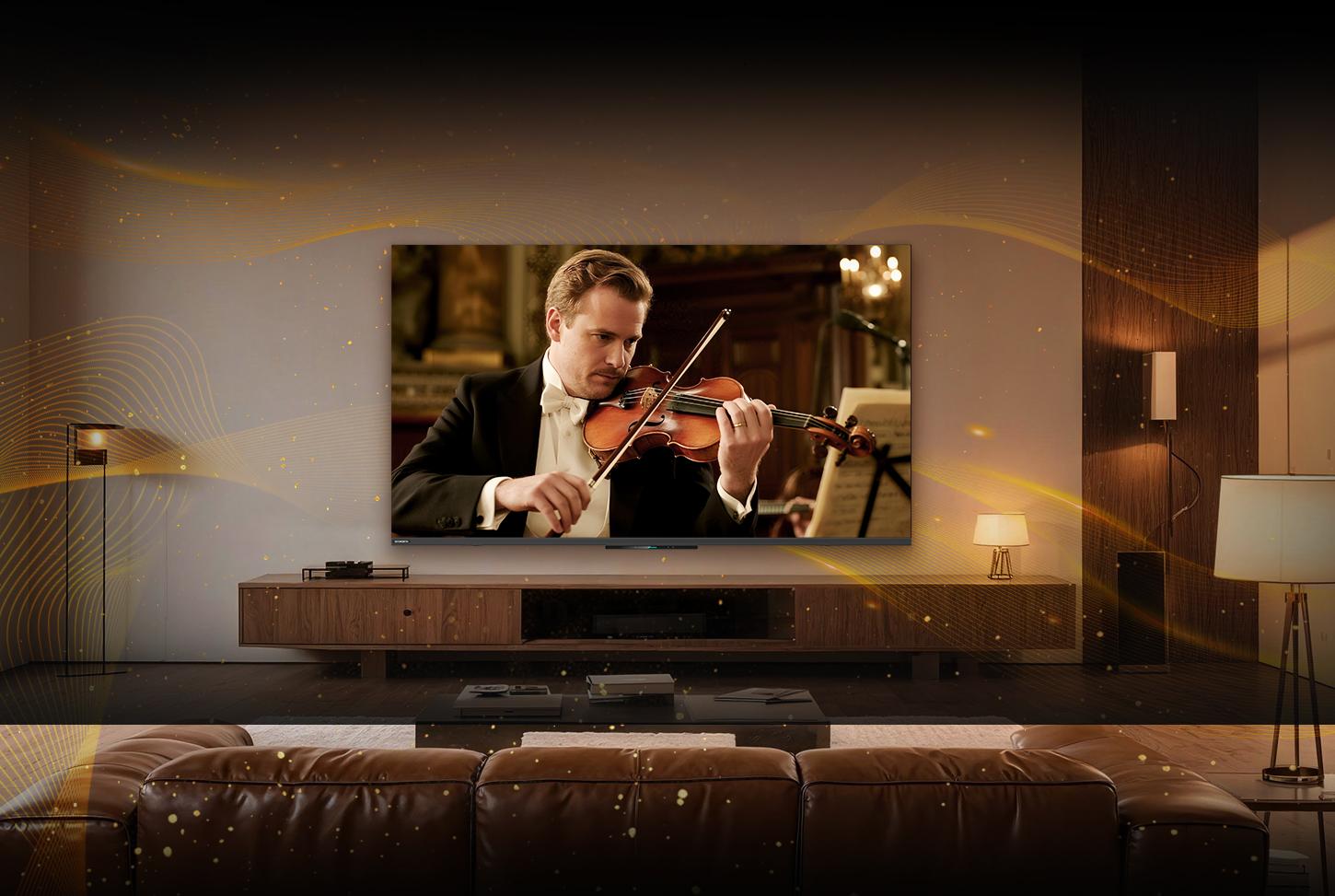 COOCAA ứng dụng công nghệ AI vào QD-Mini LED V75, cho phép người dùng tận hưởng hình ảnh sắc nét. Ảnh: Coocaa TV.