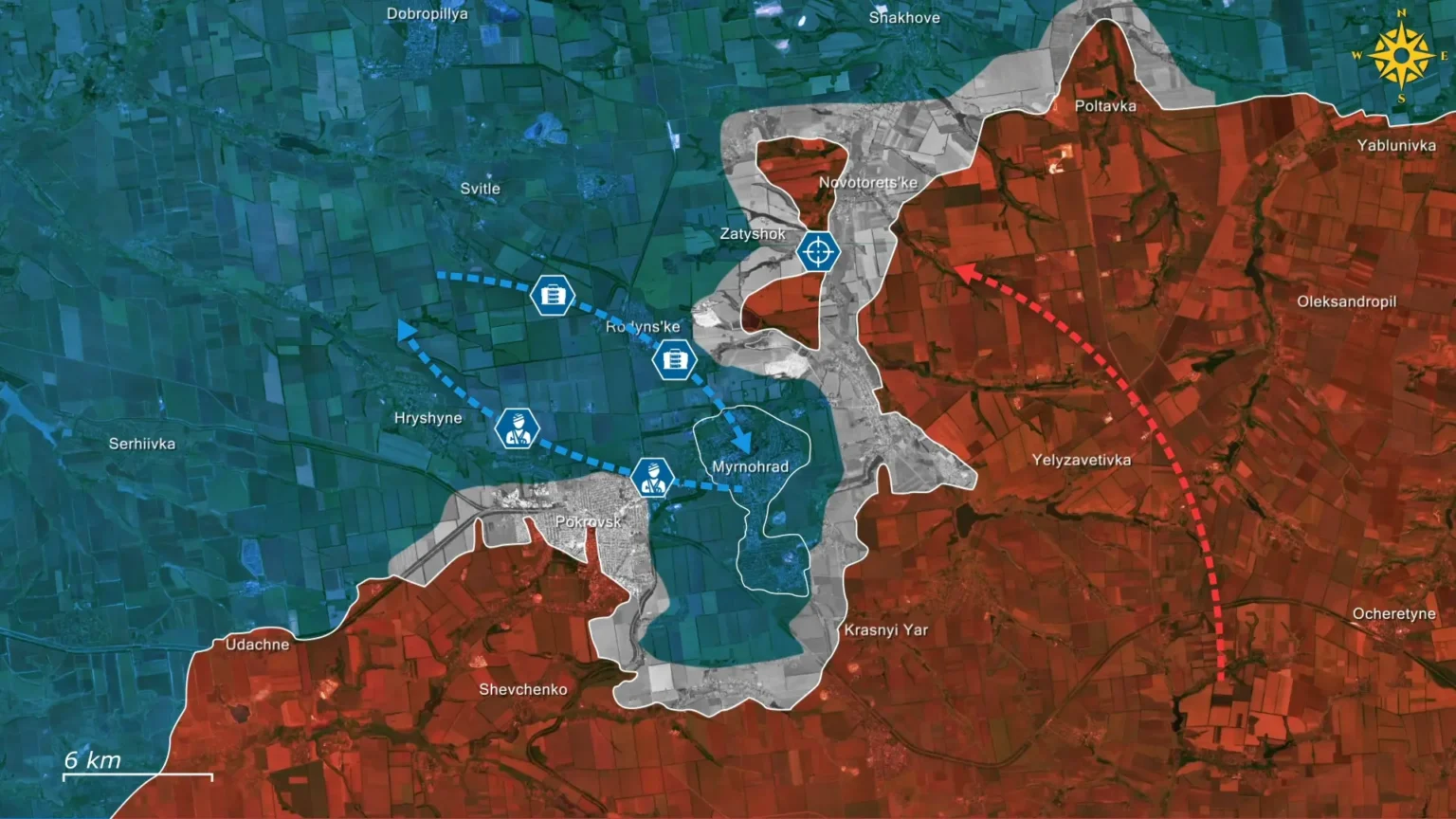 Đoàn xe tiếp tế tiến vào thành phố Myrnohrad, luân chuyển người bị thương và bổ sung thêm nhân lực. Ảnh: Euromaidan Press.