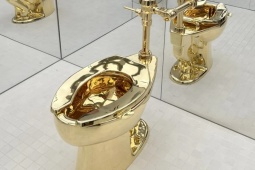 Tác giả quả chuối 6,2 triệu USD lại gây sốt với bồn cầu vàng