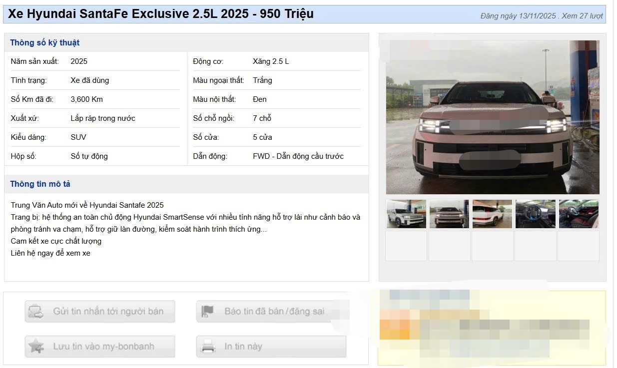 Tin rao bán xe. (Ảnh chụp màn hình)