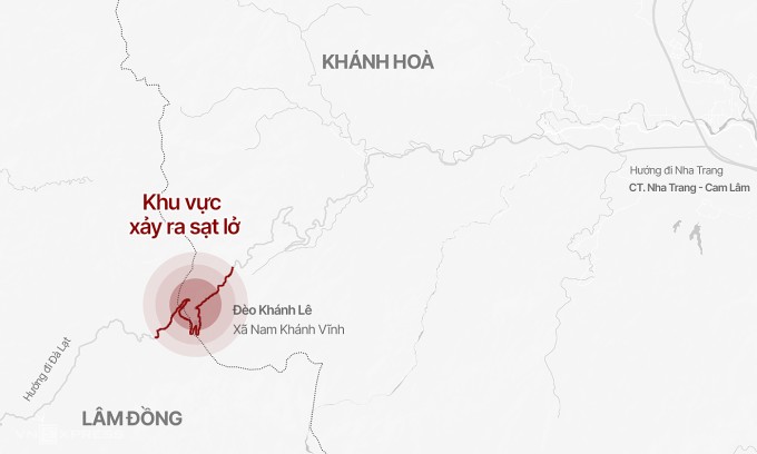 Vị trí xã nơi xảy ra sạt  lở. Đồ họa: Tâm Thảo