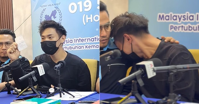 Danish bật khóc ở buổi họp báo công bố sự việc. Ảnh: Mothership