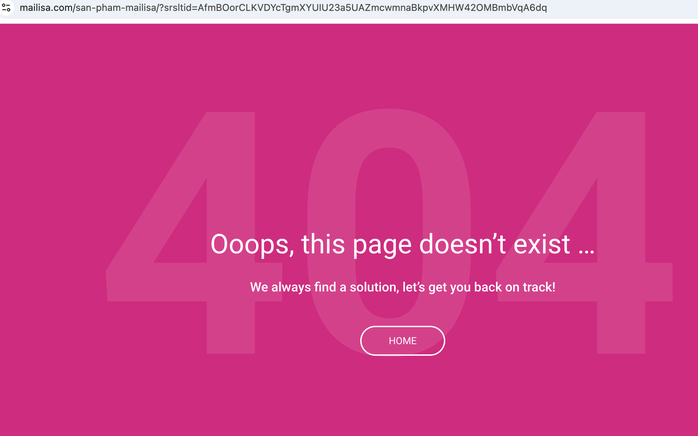 Trang web quảng bá sản phẩm không thể truy cập được. Ảnh chụp màn hình