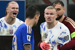 Haaland nổi nóng vì bị sàm sỡ "vòng 3", suýt choảng sao Italia