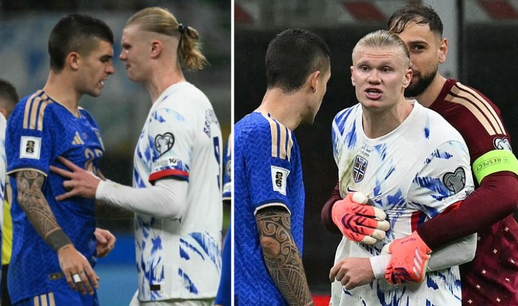 Haaland lời qua tiếng lại với Gianluca Mancini