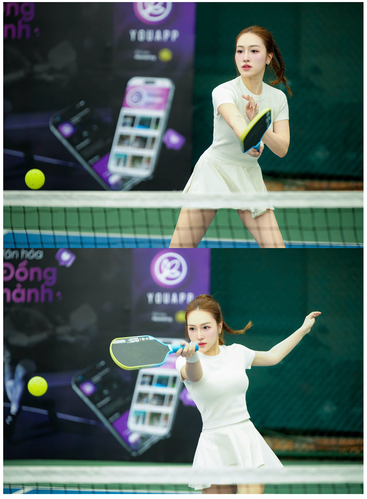 Ngoài công việc thẩm mỹ, hiện cô vẫn đều đặn tập luyện pickleball với tần suất khoảng 5 buổi/tuần, trong đó có 2 buổi tập chuyên môn với HLV.