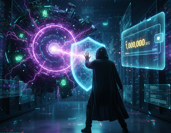 Minh họa ví một triệu Bitcoin bị máy tính lượng tử "đe dọa". Ảnh: Google Gemini