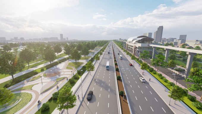 Phối cảnh tuyến đại lộ cảnh quan ven sông Hồng.