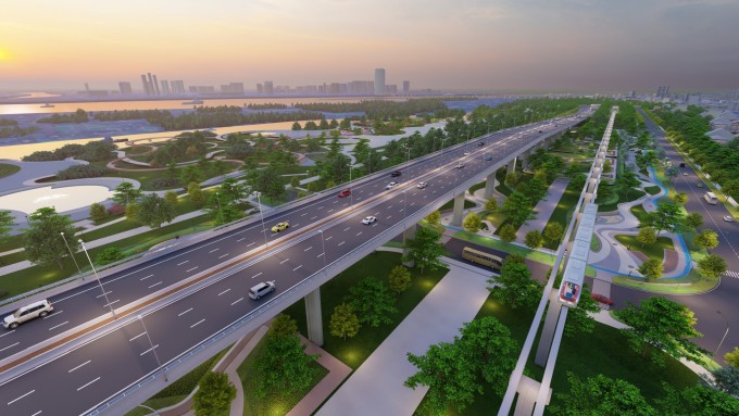 Phối cảnh đại lộ ven sông Hồng.