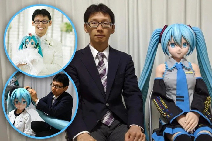 Năm 2018, anh Akihiko Kondo đã tổ chức lễ cưới với ca sĩ ảo Hatsune Miku. Khi nền tảng giúp anh trò chuyện với Miku ngừng cung cấp dịch vụ và anh không thể giao tiếp với "vợ ảo", Kondo vẫn tiếp tục thúc đẩy nhận thức xã hội bằng việc thành lập Hội Fictosexual, kêu gọi cộng đồng tôn trọng những mối quan hệ không theo chuẩn mực truyền thống. Ảnh: QQ.com