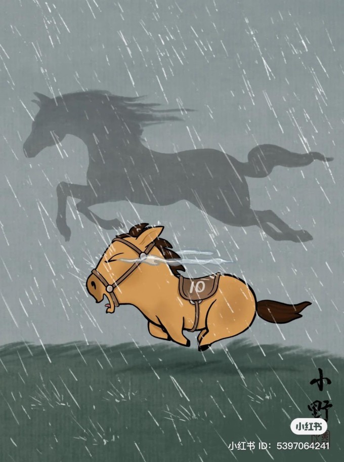 Chú ngựa Mã Tiểu Dã vừa chạy vừa khóc là hình ảnh đang 'gây sốt' trên mạng xã hội Trung Quốc. Ảnh: Douyin
