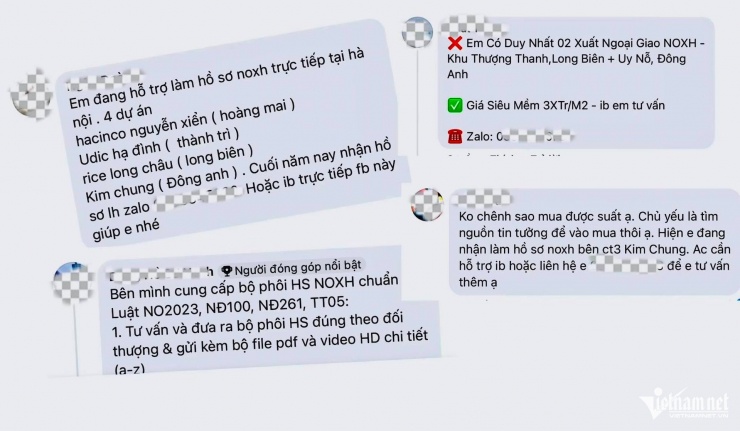 Dịch vụ về nhà ở xã hội nở rộ được giới thiệu công khai trên nhiều hội nhóm mạng xã hội. Ảnh chụp màn hình