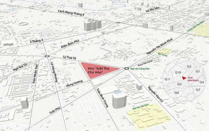 Vị trí khu đất làm công viên và đài tưởng niệm. Đồ hoạ: Hoàng Khánh