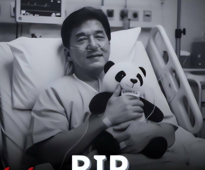 Bức ảnh Thành Long qua đời được chia sẻ trên mạng xã hội, gây chú ý. Ảnh: Weibo