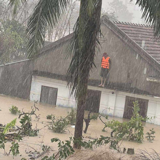 Nhiều người dân trèo lên mái nhà chờ ứng cứu