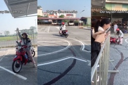 Xe máy - Xe đạp - Clip: Cô gái thi bằng lái xe máy lao thẳng vào rào chắn khiến ai cũng hú vía