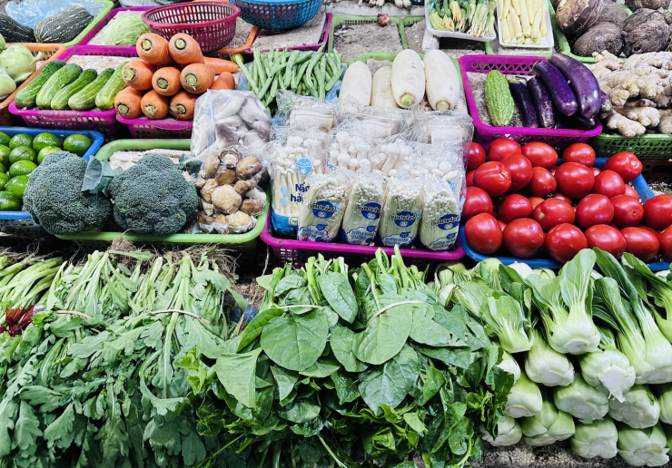 Tại các chợ dân sinh ở Hà Nội, các bà nội trợ ngao ngán vì giá rau xanh đắt đỏ. Ảnh: Tâm An