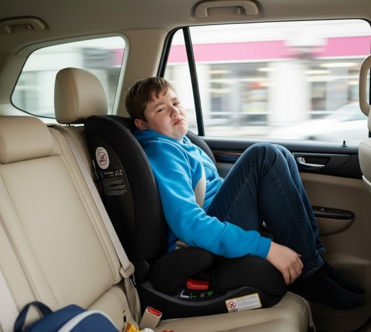 Con 9 tuổi rưỡi nhưng đã cao 1m40 có cần phải ngồi ghế cho trẻ em trên ô tô? Ảnh minh hoạ được tạo bởi AI