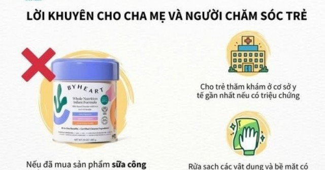 Nhiều trẻ ngộ độc sữa công thức ByHeart Whole Nutrition, Bộ Y tế phát cảnh báo