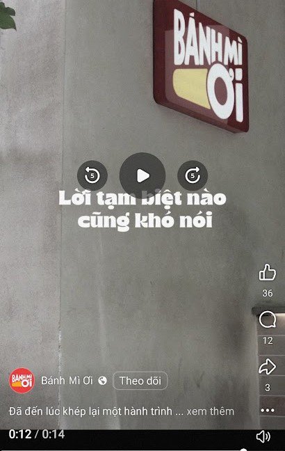 Clip 14 giây chủ đề "tạm biệt" "khép lại hành trình" Bánh mì ơi