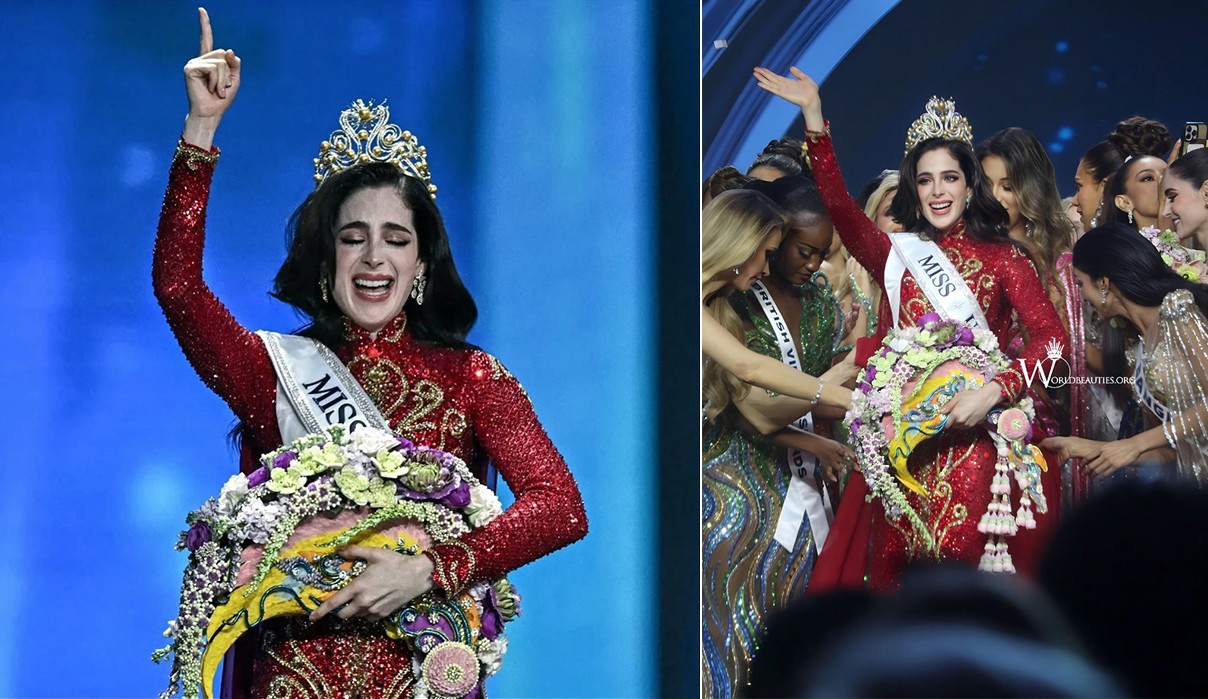 Khoảnh khắc đăng quang của tân Hoa hậu Hoàn vũ Fatima Bosch.