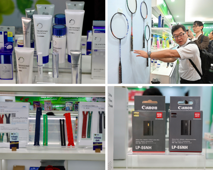 Tại phòng trưng bày, mỗi sản phẩm đều có đối chứng thật - giả rõ ràng, giúp khách tham quan trực tiếp so sánh, nhận diện từng chi tiết khác biệt, từ chất liệu, kiểu dáng đến tem nhãn một cách trực quan và sinh động.