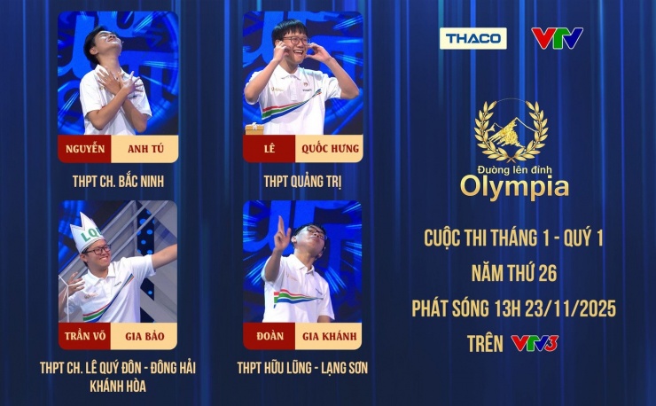 Lộ diện bốn nhà leo núi trong cuộc thi Tháng 1 - Quý 1. Ảnh: Đường lên đỉnh Olympia.