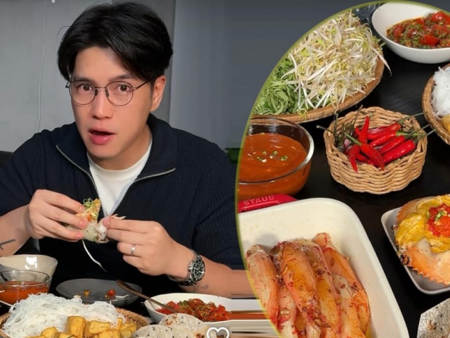 Huy Trần nấu bún riêu cua không nước dùng theo gợi ý của AI