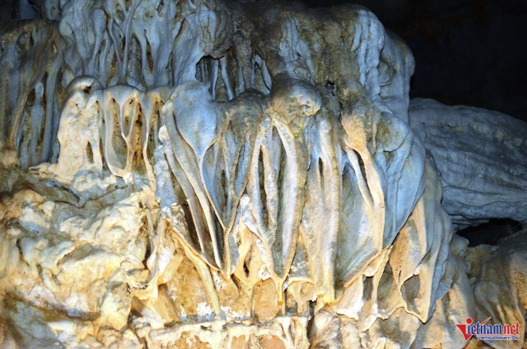 Nhũ đá như những dấu tích của hàm răng động vật, xương cá... nằm ở nhiều nơi trong động