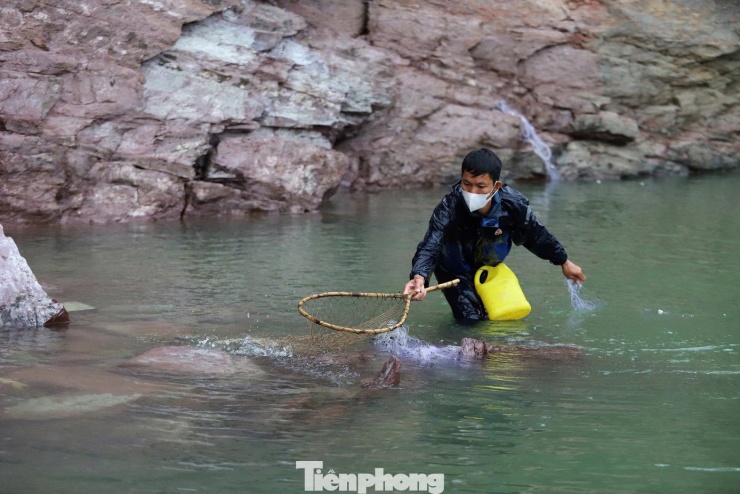 Hồ Kẻ gỗ dừng xả lũ, người dân đổ xô đi săn cá 'khủng' - 4