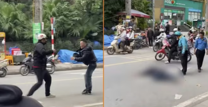 Người đàn ông bị đấm nhập viện. Ảnh cắt từ clip