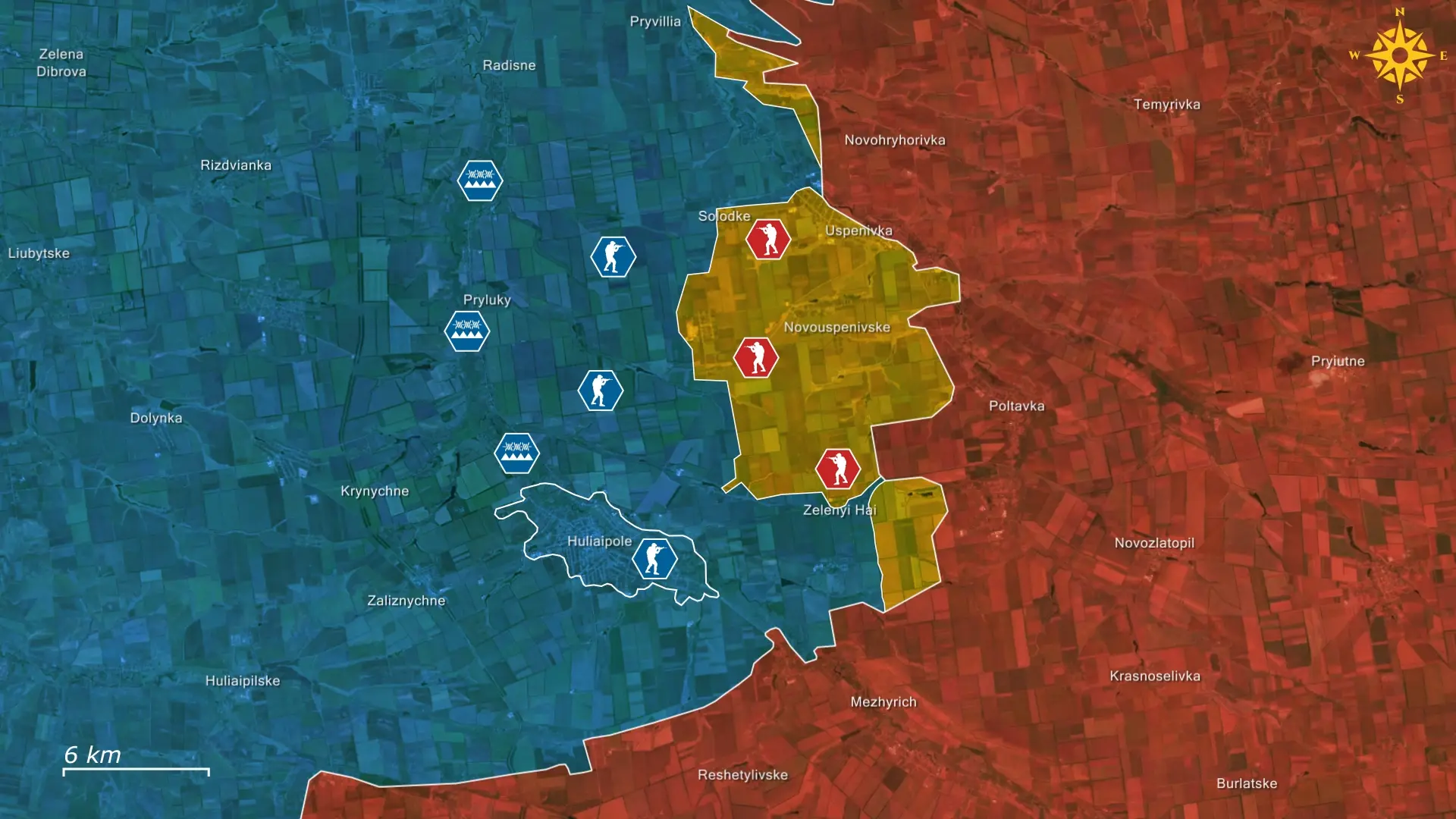 Vùng màu vàng là khu vực Nga mới kiểm soát trong tuần qua ở vùng Zaporizhzhia. Ảnh: Euromaidan Press.