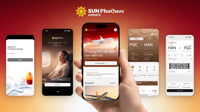 Giao diện ứng dụng Sun PhuQuoc Airways