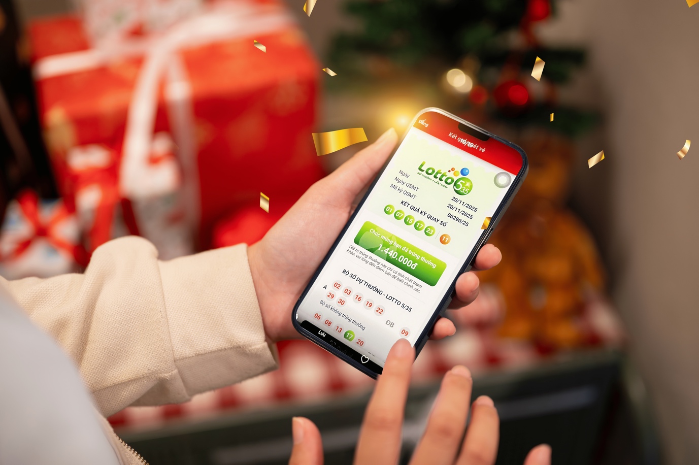 Màn hình hiển thị vé trúng thưởng của người chơi Lotto 5/35(Ảnh: DNCC)