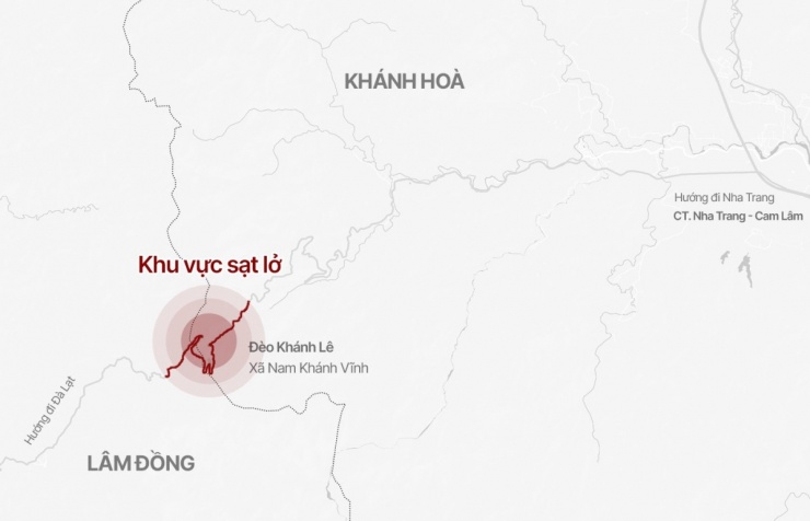 Khu vực xảy ra nhiều sạt lở ở đèo Khánh Lê. Đồ họa: Tâm Thảo