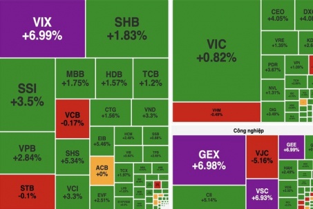 Kinh tế 24h: VN-Index bật tăng 20 điểm, thị trường phủ kín sắc xanh