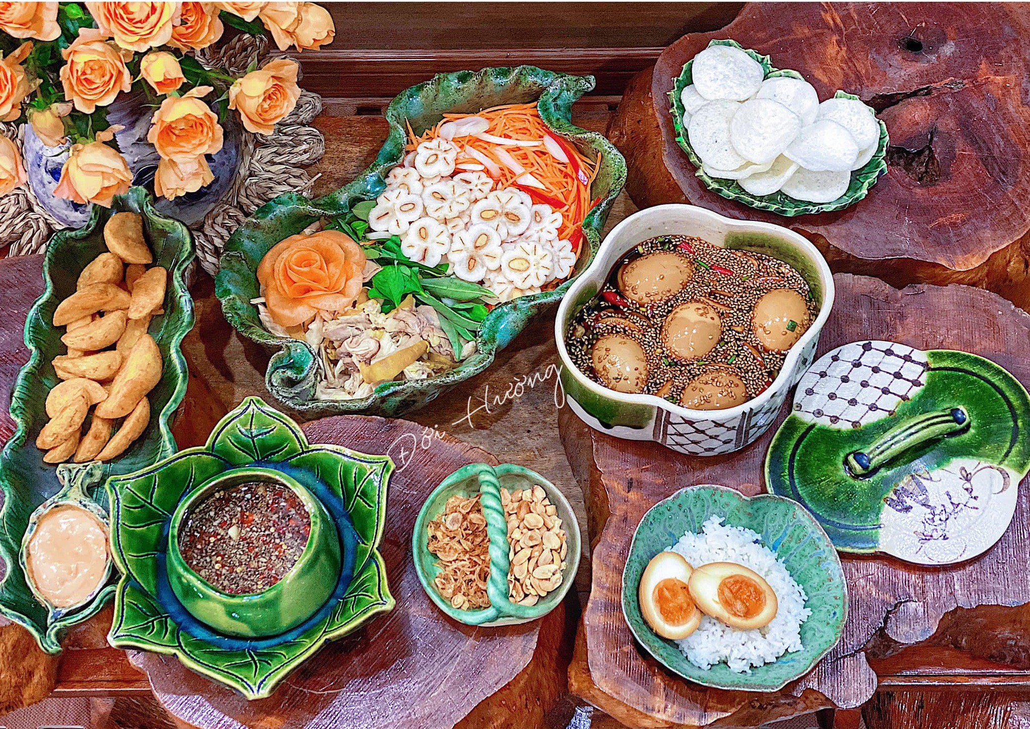 Gỏi gà măng cụt - Trứng ngâm tương - Khoai tây chiên