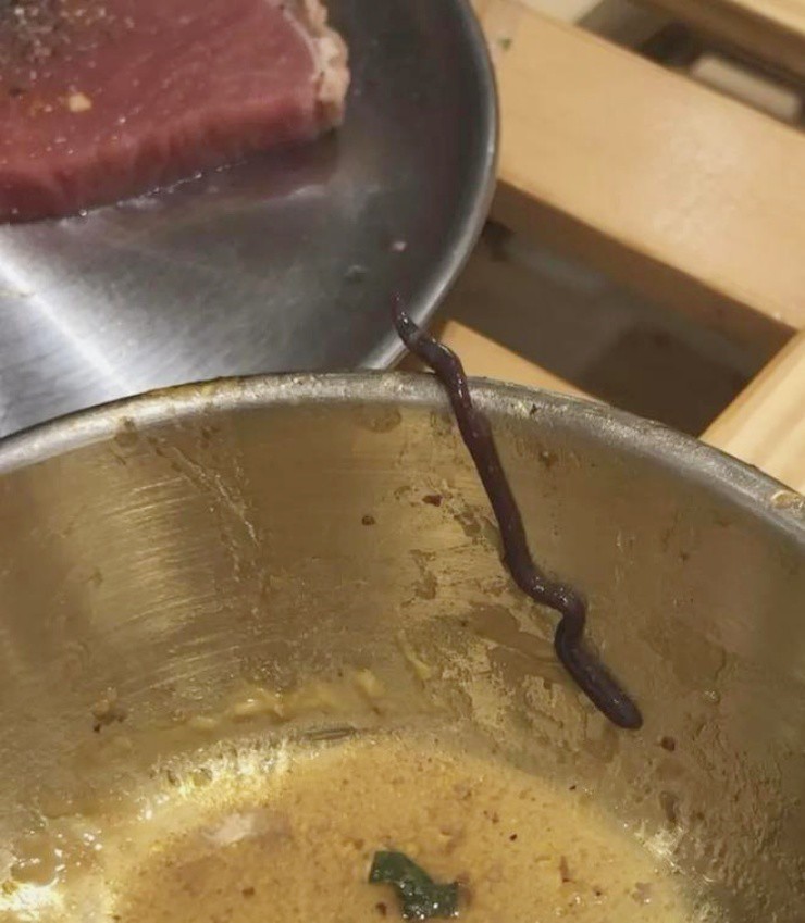 Ăn thịt nướng, thực khách suýt ngất khi phát hiện đỉa sống dài 10cm - 1