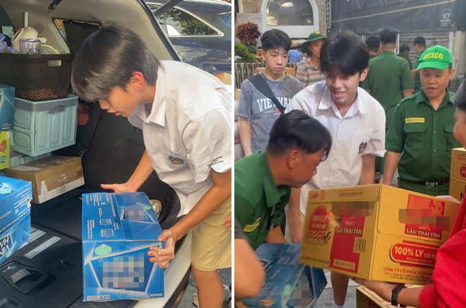 Subeo mang đồ cứu trợ tới điểm tập kết.