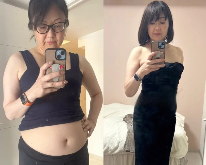 Chieko Tabeyasi trước và sau khi giảm 7 kg.