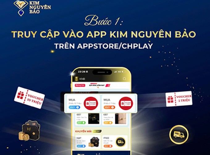 Hình ảnh ứng dụng mua hàng của tiệm vàng Kim Nguyên Bảo hiện không truy cập được. Ảnh: Nhật Vy