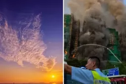 Mây hình phượng hoàng nhìn xuống ở Hong Kong trước hỏa hoạn: Là hiện tượng gì?